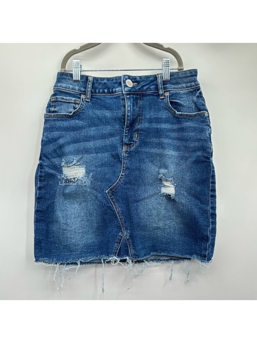 Maurices Distressed Denim Mini Skirt Size 2